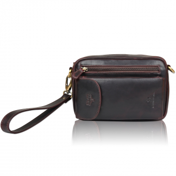 Leder Handgelenktasche für Unisex aus Rindleder 23- (147A) Herrentasche echtes Leder Tasche Bag Neu